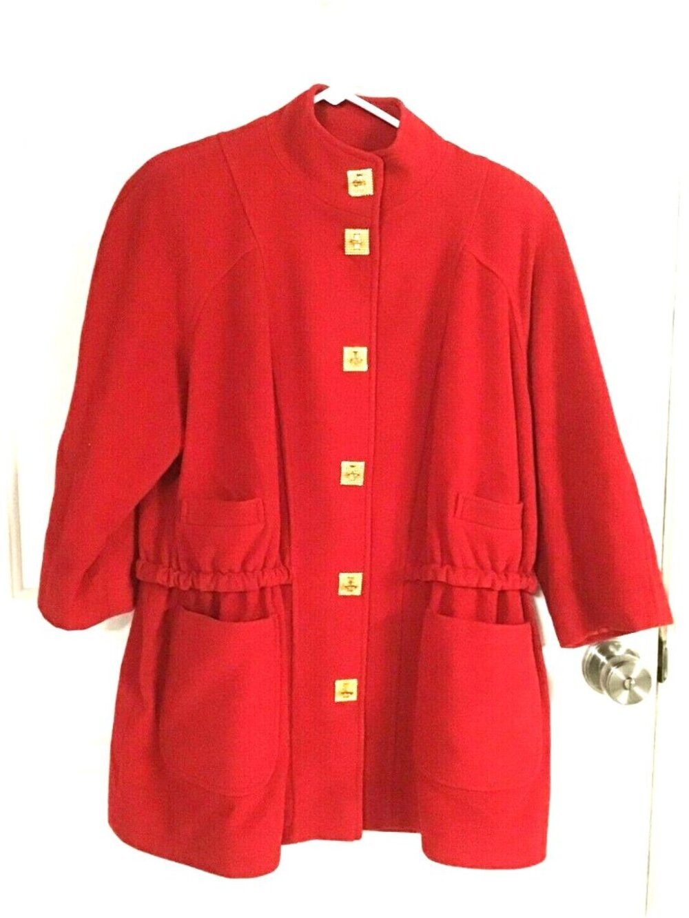 Jon Tagia Pret A Porter Vintage Wool and Cashmere Knee Length Lined Red Coat
